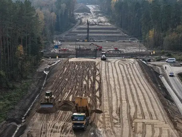 budowa autostrady w Polsce, maszyny budowlane