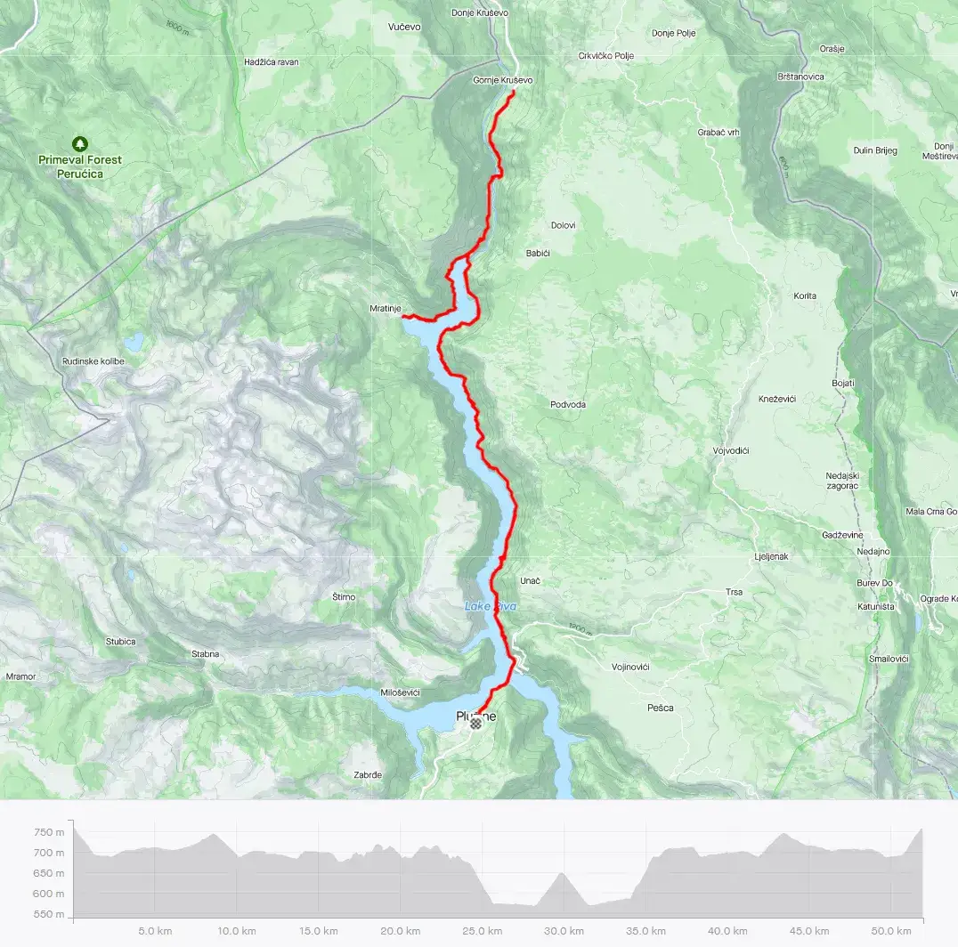 Mapa trasy Polska Czarnogóra przez Bośnię i Hercegowinę kanion Piva