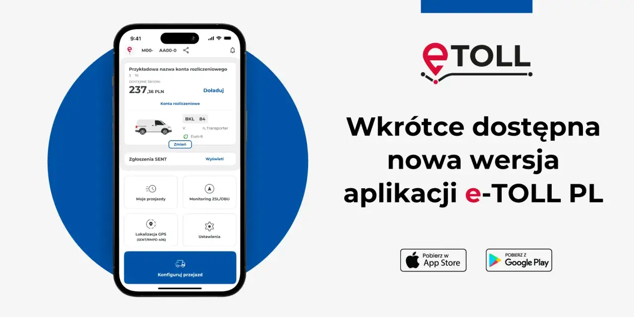 Aplikacja e-TOLL PL interfejs