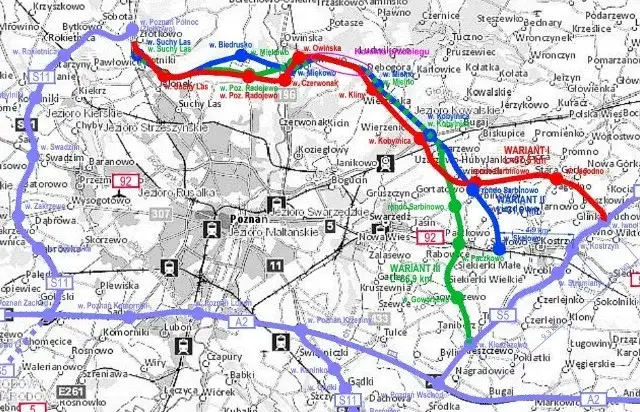 Mapa obwodnicy Poznania