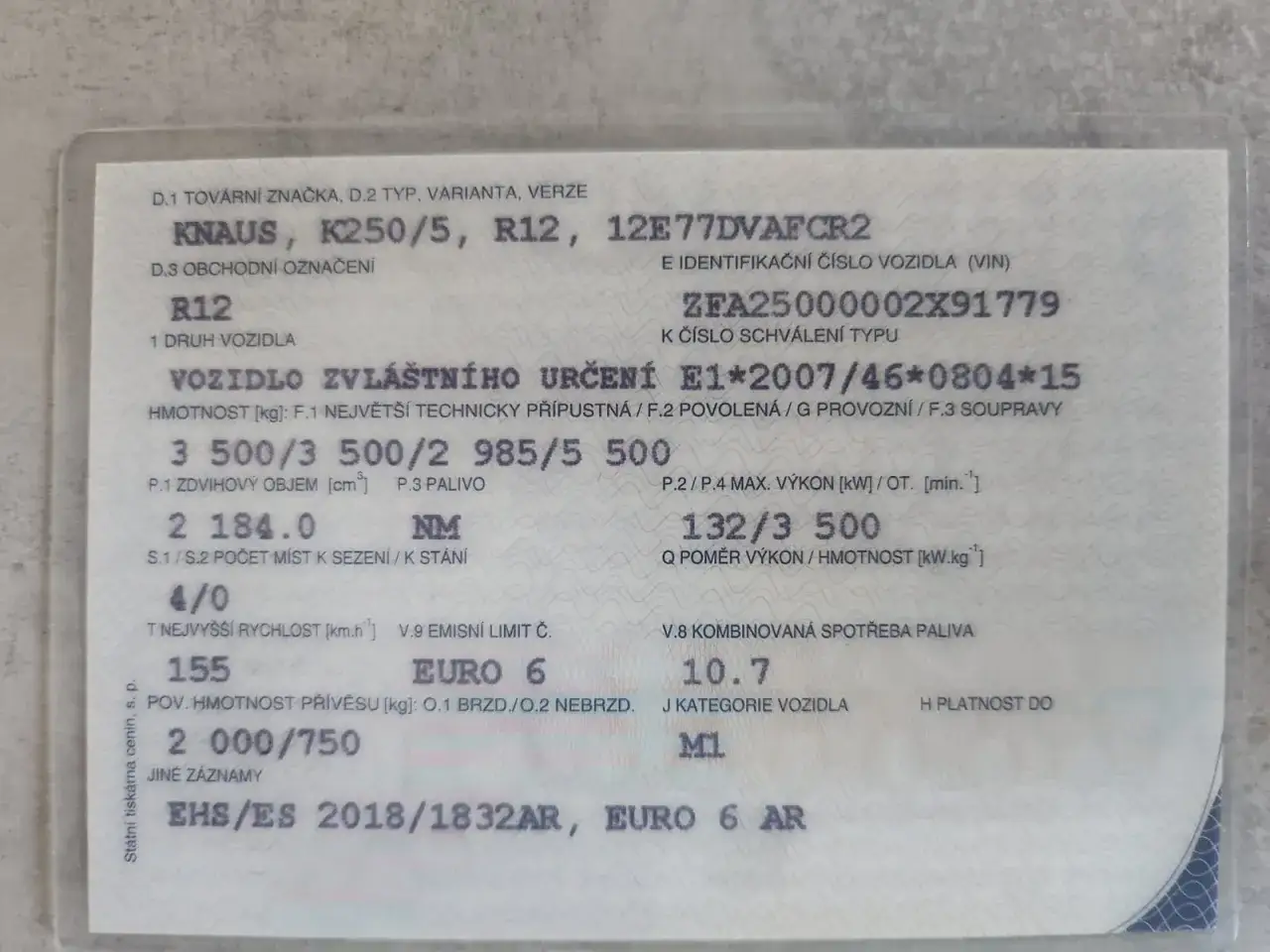 kamper waga dmc dowód rejestracyjny