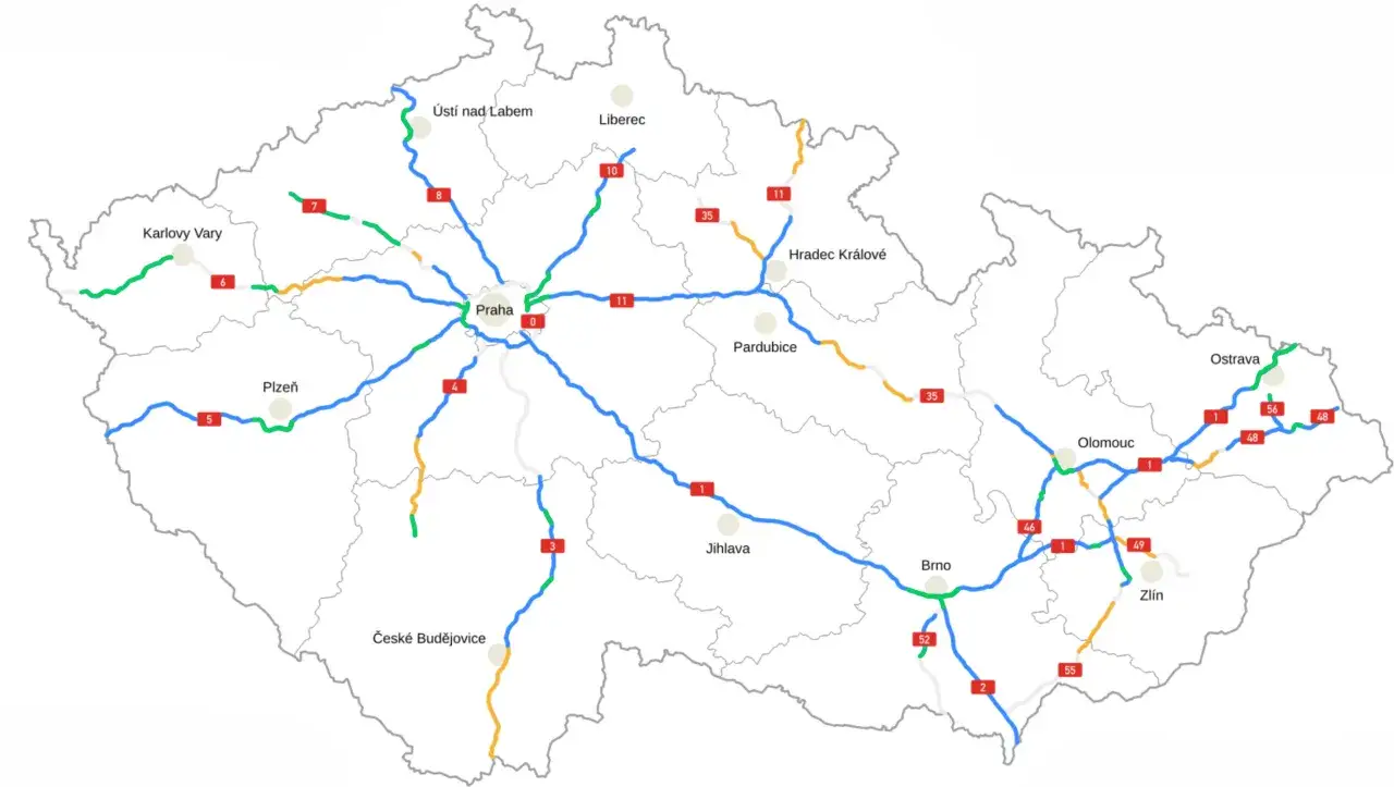 mapa płatnych dróg czechy 2026