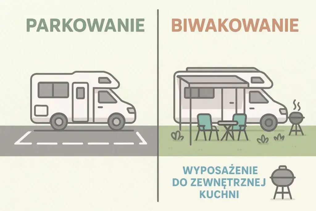 r&oacute;żne typy parking&oacute;w dla kamper&oacute;w w Polsce
