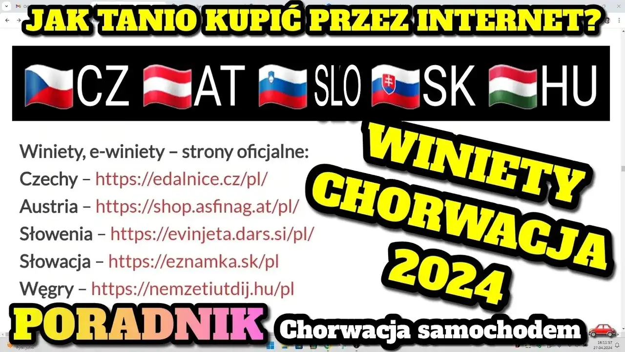 Cennik winiet Czechy Austria Słowenia Słowacja Węgry